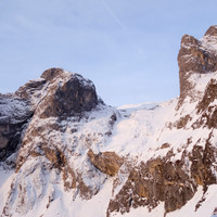 <strong>Blick auf unseren Abstieg und dem angezuckerten Tennengebirge.</strong> <span class=>© Felix Autor</span>