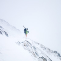 Felix steht stoisch im Schneesturm